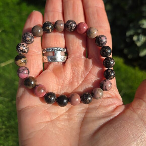 Rhodonite Gemstone Beaded Bracelets - Picture 6 of 9